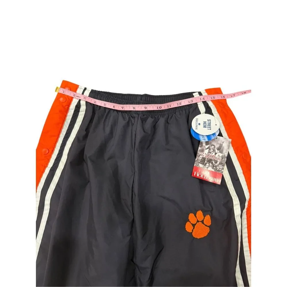 NWT Vintage Holloway Side Snap Athletic Track Pants Orange/Black Nylon Size Larg
